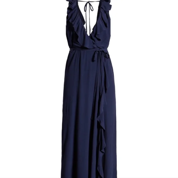 Women's Bardot Alex Ruffle Maxi Dress, Size Large - Blue Women's Bardot Alex Ruffle Maxi Dress, Size Large - Blue